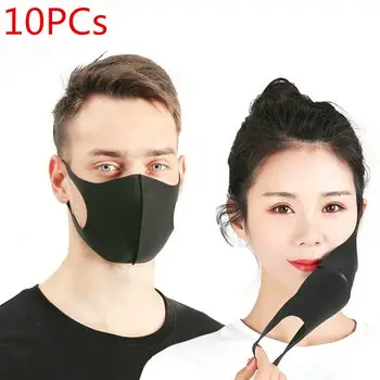 

10pcs Fashion Cotton Face Mask Washable Mouth Mask Fast Ship Reusable Breathable Mouth Mask Unisex Black Color Soft Face Mask