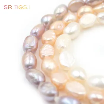 

Free Ship 7x9mm White Pink Purple Irregular Freeform Rice Natural Freshwater Pearl Loose Beads For Jewelry DIY Strand 14"