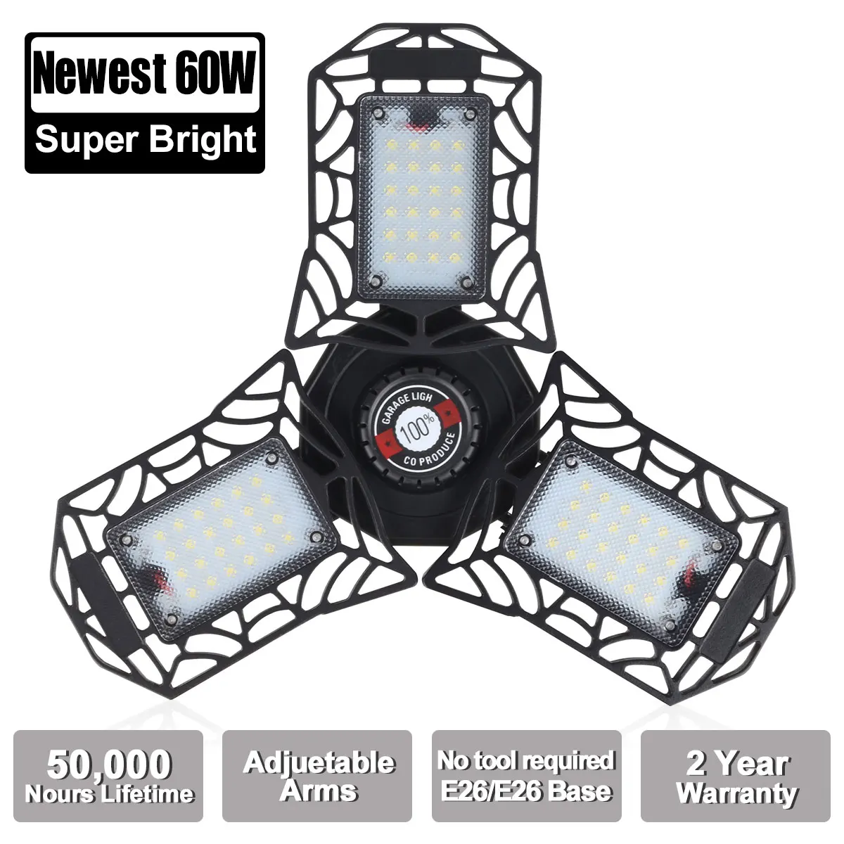 

60W E27 Led Deformable Spotlight Lamp Garage LED SMD2835 Home Lighting High Intensity Parking Warehouse Industrial