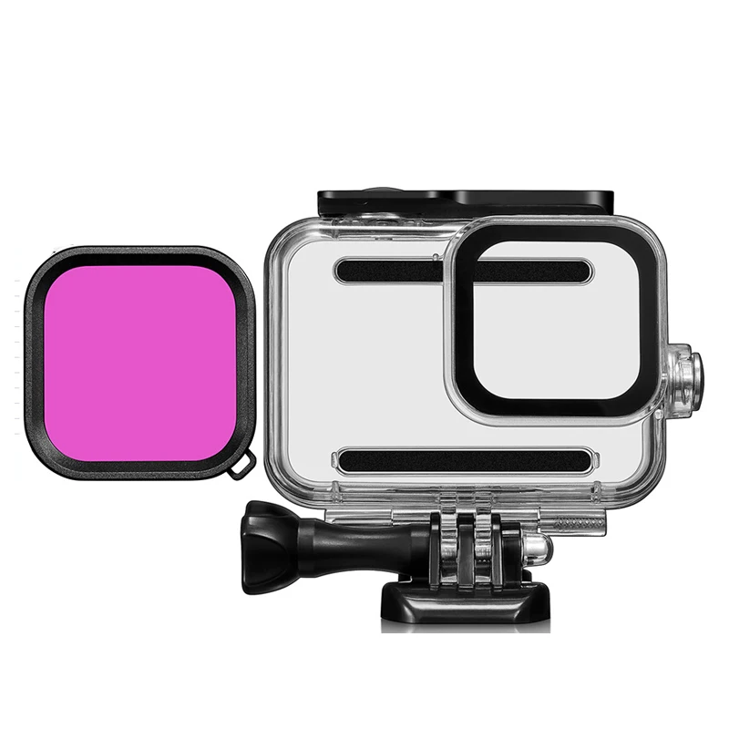 Для Gopro 8 черный Водонепроницаемый чехол+ красный розовый фиолетовый Дайвинг фильтр объектив погружение защитный аксессуар для подводного плаванья для Go Pro Hero новые аксессуары