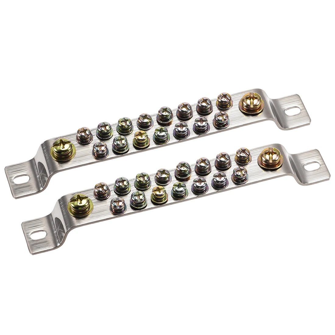 

uxcell Copper Screw Terminal Block Connector Bar 100A Double Row Bridge Shape Ground Wire 17 Positions 2 Pcs
