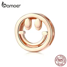 Bamoer Стерлинговое Серебро 925 Розовое золото Цвет Улыбка лицо Шарм подходит для оригинального серебра 925 ювелирных браслетов reflexions SCX105