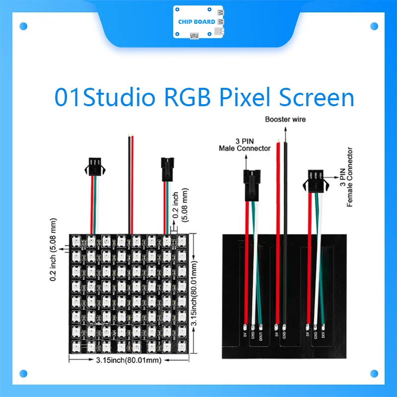 01Studio RGB Pixel Screen Neopixel WS2812B Python MicroBit MicroPython Accessory | Компьютеры и офис