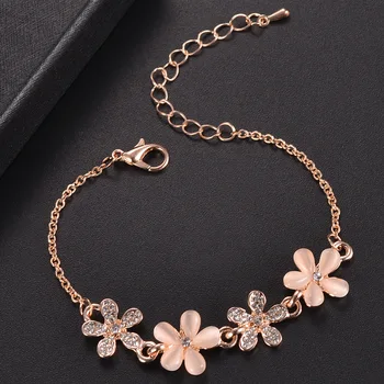 

New European and American series with small flower bracelet cat's eye bracelet jewelry for cute girl women gilfts wholesale