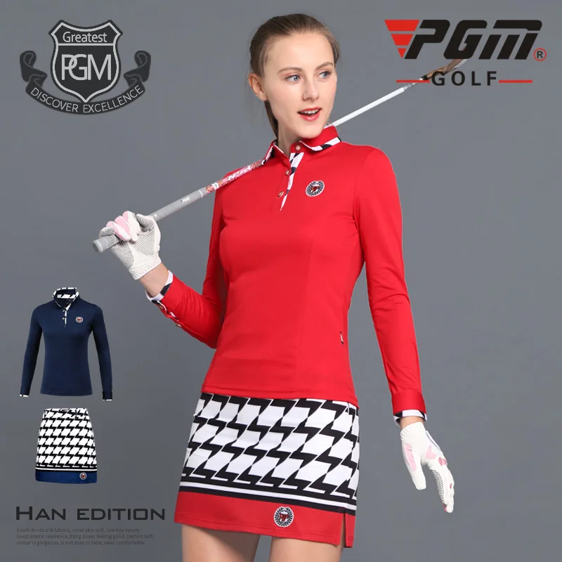 Pgm Plaid Golf Skirt Suits For Women Cotton Breathable Sportswear