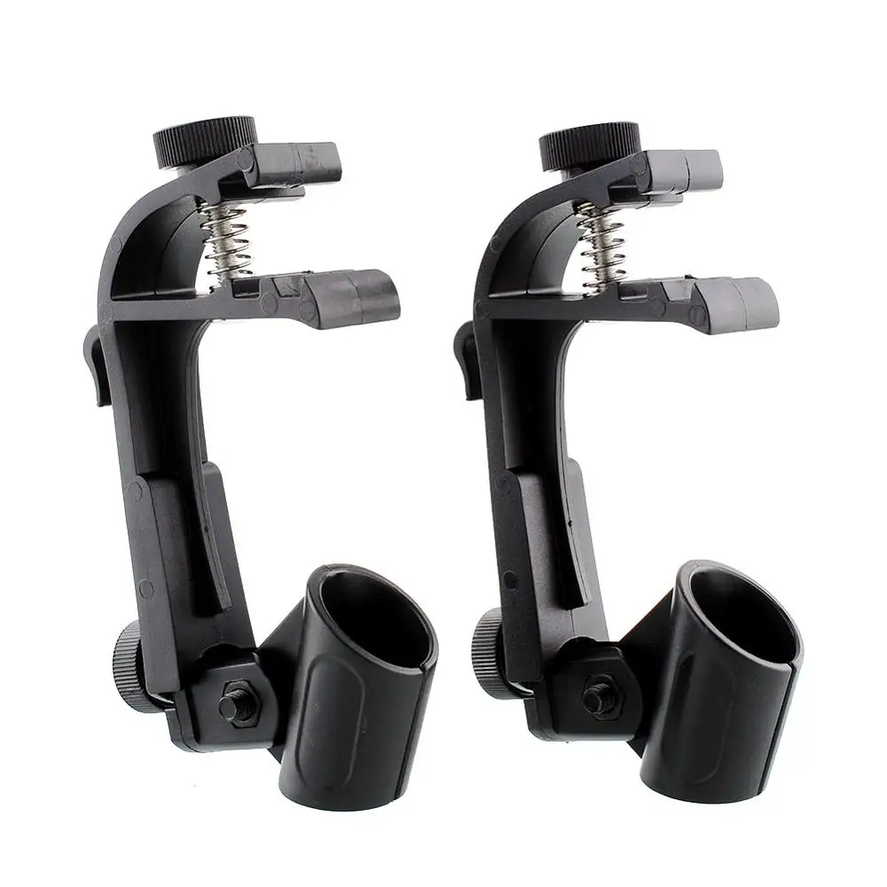 

Cewaal 1Pair New Adjustable For Drum Mic Microphone Holder Music Mount Clamp Stand Studio Sound Recording Plastic + Metal Black