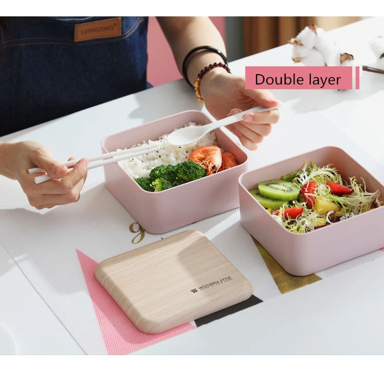 Bento Box Ланч-бокс 2 яруса-нетоксичный Bento box для детей и взрослых-герметичный, микроволновый нагрев