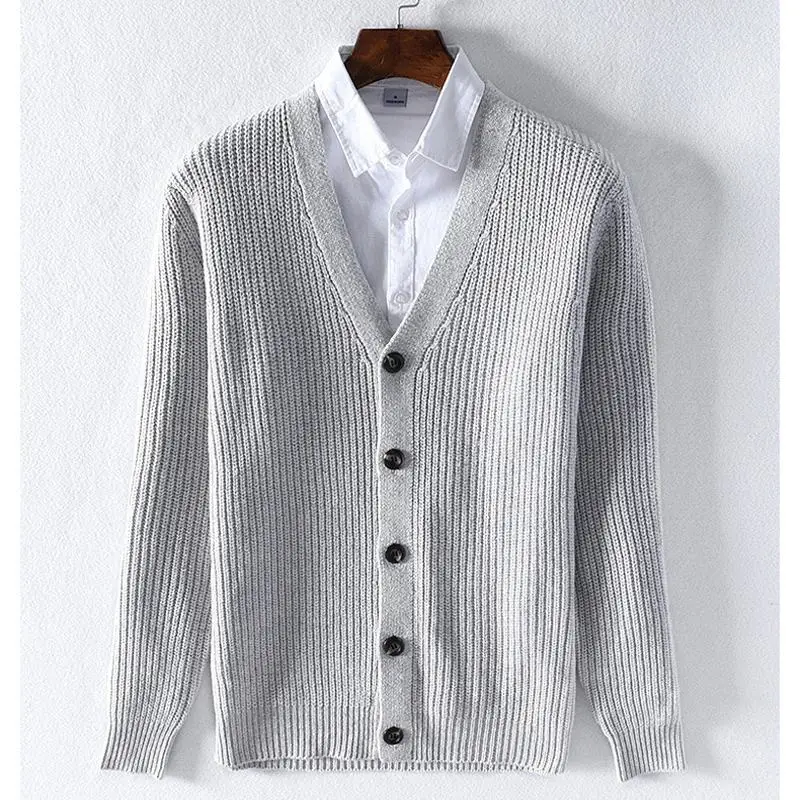 High quality Autumn Winter Mens long sleeve v-neck knitted sweaters casual woolen knitted thick mens sweaters mens coats