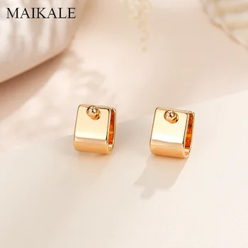 

MAIKALE New Multiple Korean Earrings Square Copper Plated Gold/Silver Color Stud Earring for Women Jewelry Geometric Gift