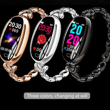 

Women's Watch E68 Steps Sports Watch Waterproof Sleep Health Monitoring Bluetooth Wear Smart Watch Rose Gold Bracelet Female