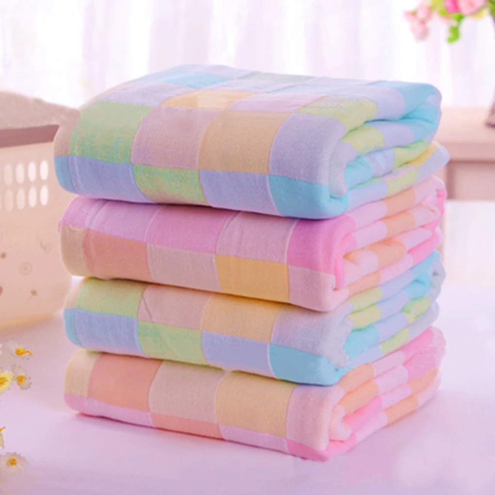 Soft Square Towels Cotton Gauze Plaid Towel Kids Bibs Daily Hand Face Towel 