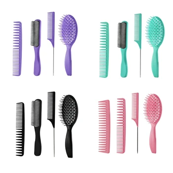 

4PCS Hair Brush Detangling Comb Cushion Massage Scalp Women Men Set