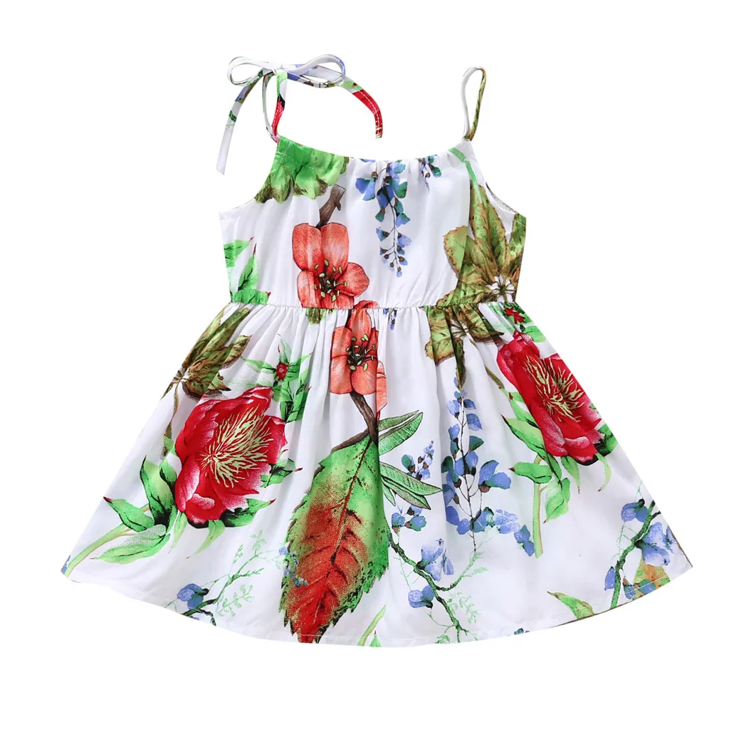 Модное платье для маленьких девочек; хлопковое платье принцессы с круглым вырезом для маленьких девочек; пляжные Вечерние Повседневные платья с цветочным рисунком и подсолнухом; одежда; H5