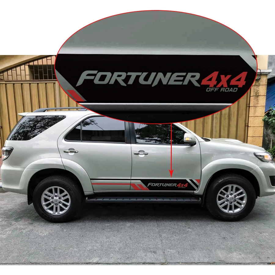 Автомобильные наклейки 2 шт. 4X4 внедорожные полосы для боковой двери автомобиля графические винилы модифицированные аксессуары наклейки на заказ для toyota FORTUNER