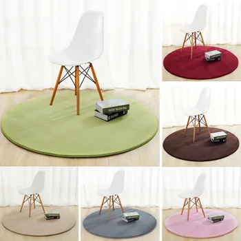 

Japanese Style Thick Fur Round Carpet Solid Color Purple Green Red Gray Rug Children Room Living Room Bedroom Bathroom Floor Mat