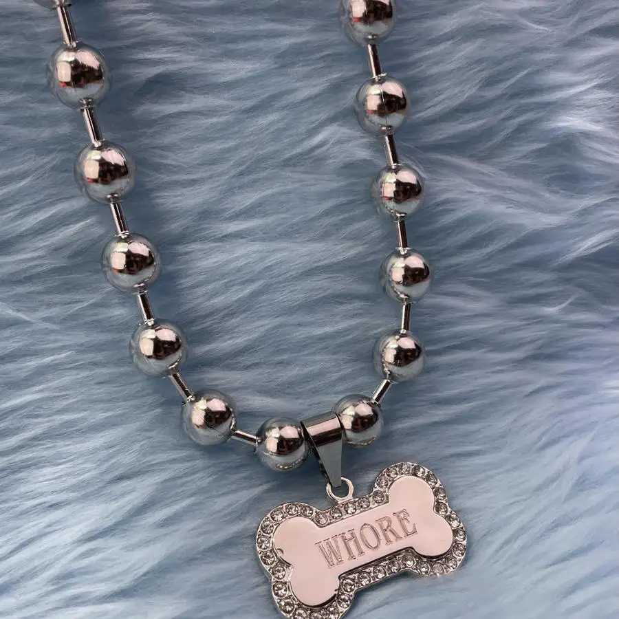 Y2K Jewelry Metal Bone Letter Necklace 