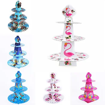 

Cake rack Minnie Mouse 3 Tier Round Paper Baby Birthday Party Decorations Supplies Cardboard Cupcake Stand Hold