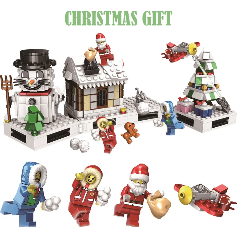 

511PCS Christmas Snow Gift House Building Blocks Compatible LegoING Friends Santa Claus Tree Figure Toys for Girls Boys Children