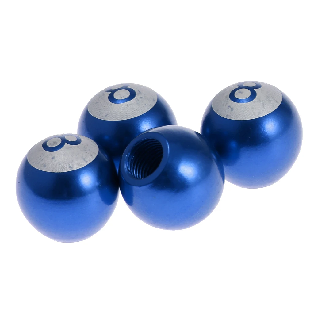 Blue 4PCS CAR WHEEL TIRE AIR VALVE STEMS CAPS 8 BALL FOR CAR BICYCLE