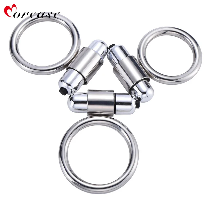 Vibration Metal Rings Fine Delay Ejaculation Men's Cock Sex Toys for Men Crystal Thimbler Penis Lock Ring Adult Products | Красота и