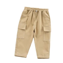 Vêtements de printemps pour enfants, pantalons en coton avec lettres pour garçons et filles, bande élastique, nouvelle collection automne