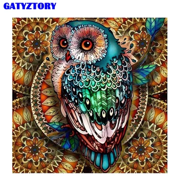 

GATYZTORY Frame Picture Owl Animals DIY Painting By Numbers Kit Coloring By Numbers Acrylic Canvas Painting For Home Decoration