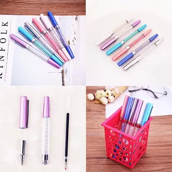 

Smooth 0.7mm Diamond Ball Pens Signature Pen Gel Ink Pen Portable Metal Shell Business Rhinestone Creative Drafting School Kids