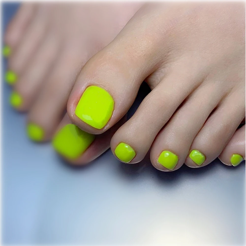 

Hot Bright Yellow Acrylic Fake Toenails For Design Articficial False Toe Nails Tip Full Cover Press On Manicure Tools