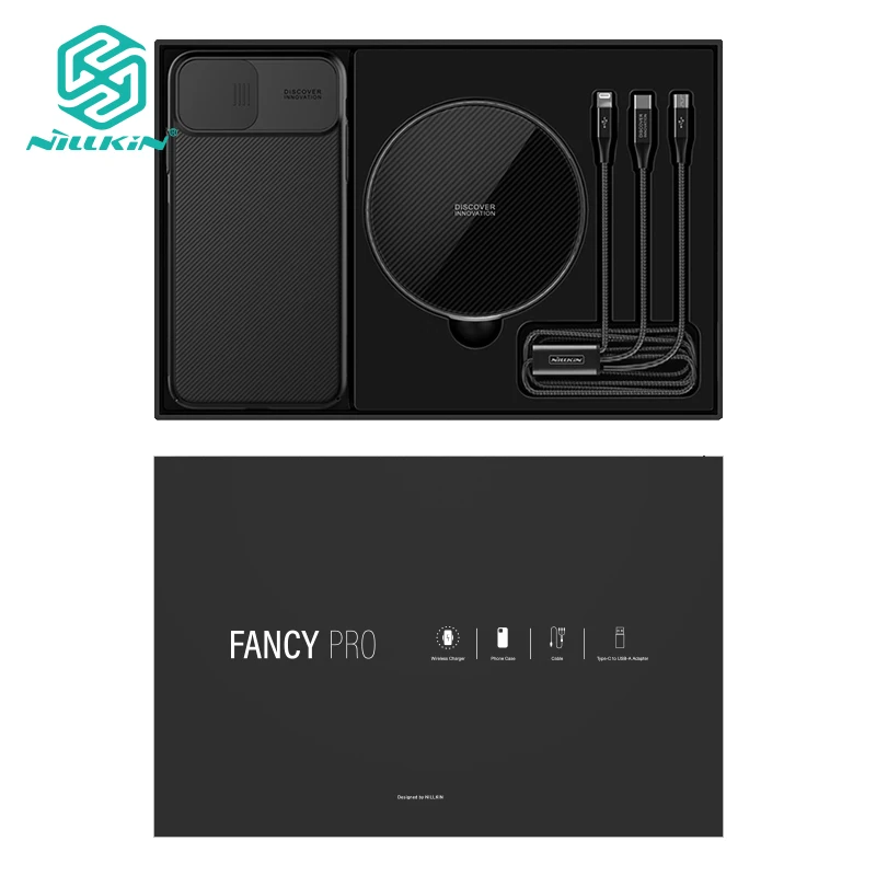 

Nillkin 3 In 1 Wireless Charging for IPhone 11 and 11 pro Tempered Glass Phone Case Machine Protection Case with Data Line