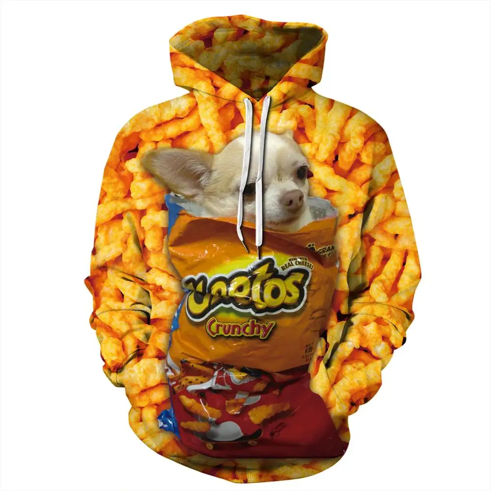 Новинка Cheetos, Женская толстовка с капюшоном с 3D принтом, повседневная свободная Мужская Толстовка С Карманами, пальто размера плюс - Цвет: QYXH-219