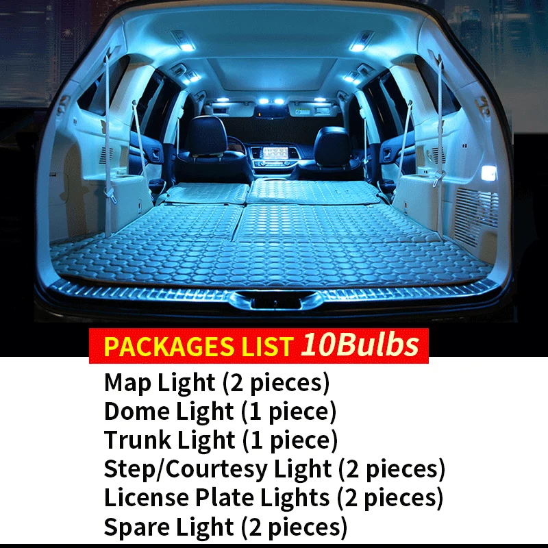 10X белые светодиодные с Canbus Автомобильный интерьер Комплект ламп для 2003-2006 Subaru Baja led интерьер КУПОЛ багажника огни