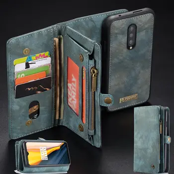 

1+7 Luxury Leather Case For Oneplus 7 Pro Flip magnetic Detachable Wallet Phone case Zipper oneplus 7 pro Card Pocket Stand Bags