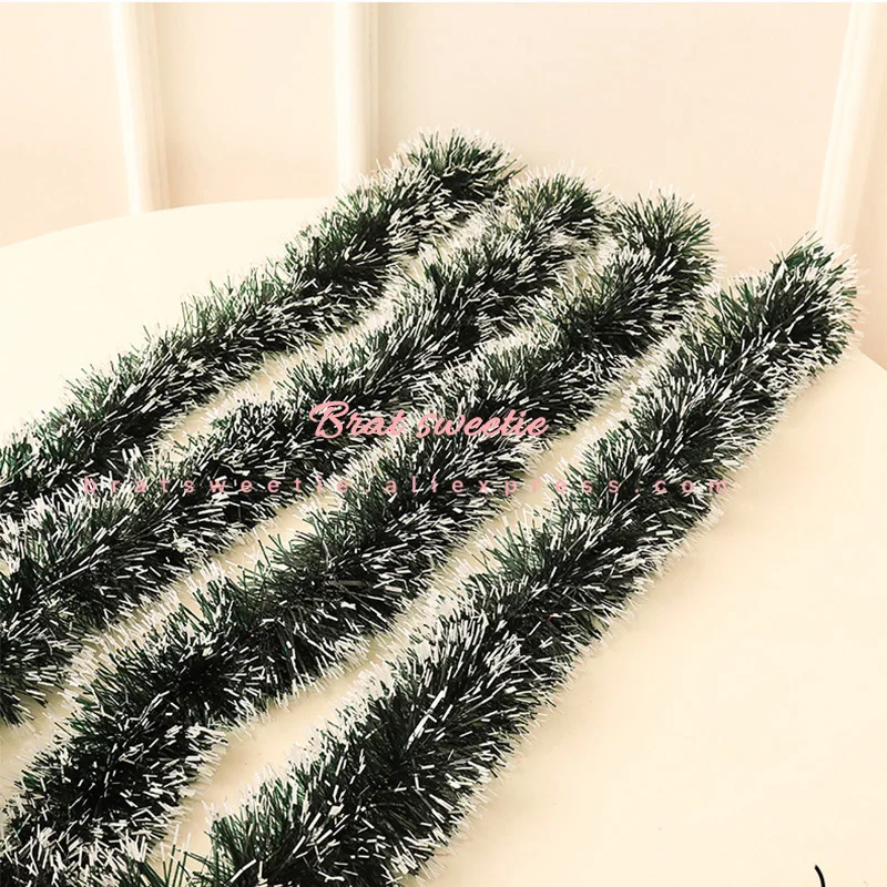 2m White Dark Green Cane Tinsel Christmas Decoration Garland Wreath Christmas Tree Decor Ornaments Animal Party Supplies