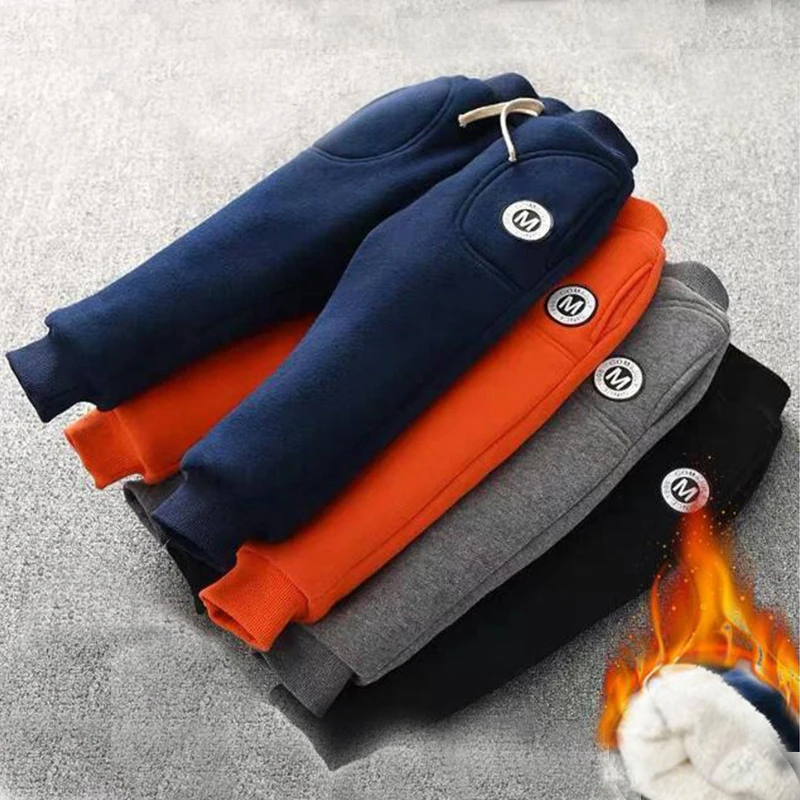 

2019 Autumn Winter Pants For Boy Thicken Pants Girls Leggings Winter Warm Plus Velvet Pants For Girls Winter New Kids Sport Pant