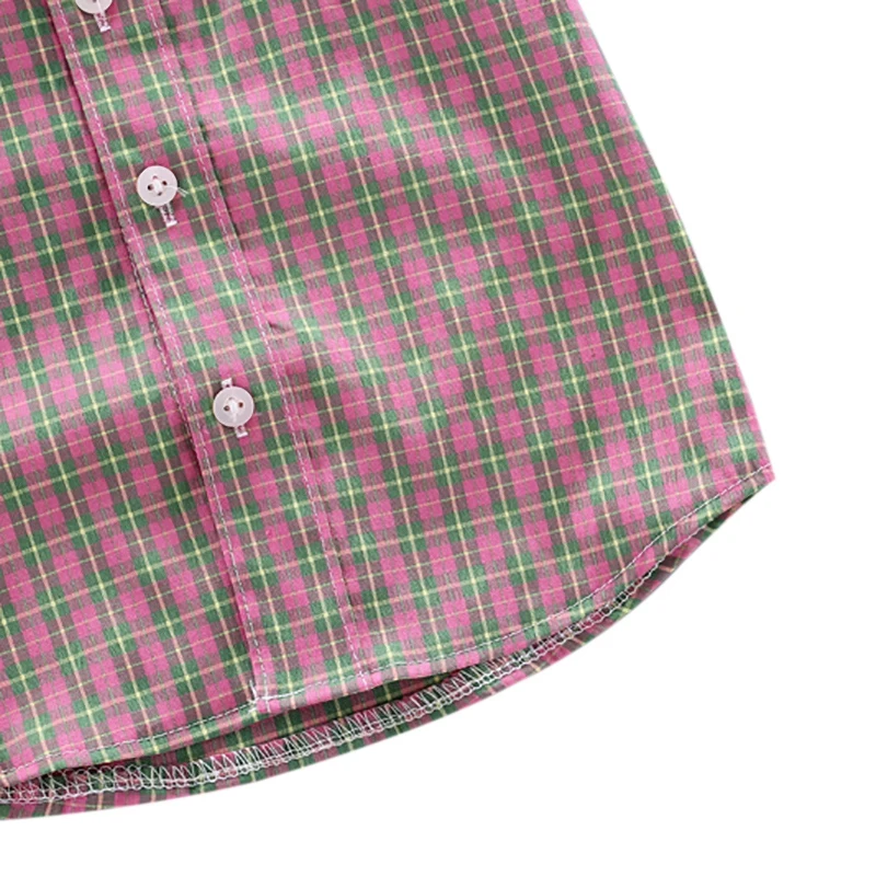 Summer Baby Boys Short Sleeve Plaid Floral Print Kids Tops Tees Shirts Casual Blouse