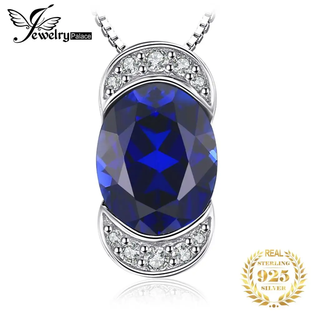 Jewelrypalace Luxry 2.75ct овальной огранки создан сапфир кулон Цепочки и ожерелья Шарм 100% 925