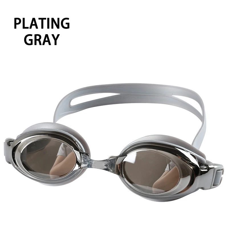 Plating Gray Очки для плавания близорукости, очки для плавания, оптические очки для взрослых, очки для плавания, силиконовые, анти-запотевающие, с покрытием, водная диоптрия, очки для плавания, очки для плавания - Цвет: Plating Gray