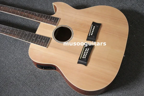 6/12 String Acoustic Electric Double Neck Guitar,with EQ and Bag