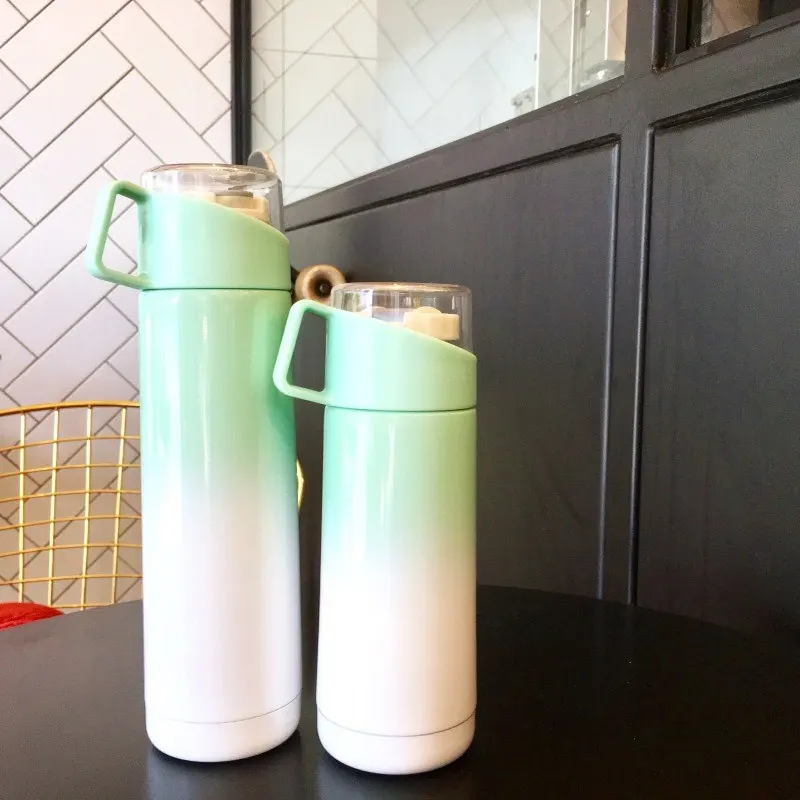 

New Gradient Color Insulated Cup Student Korean-style Cute Cup Large Capacity Glass Insulated Stainless Steel Bottle Portable Te
