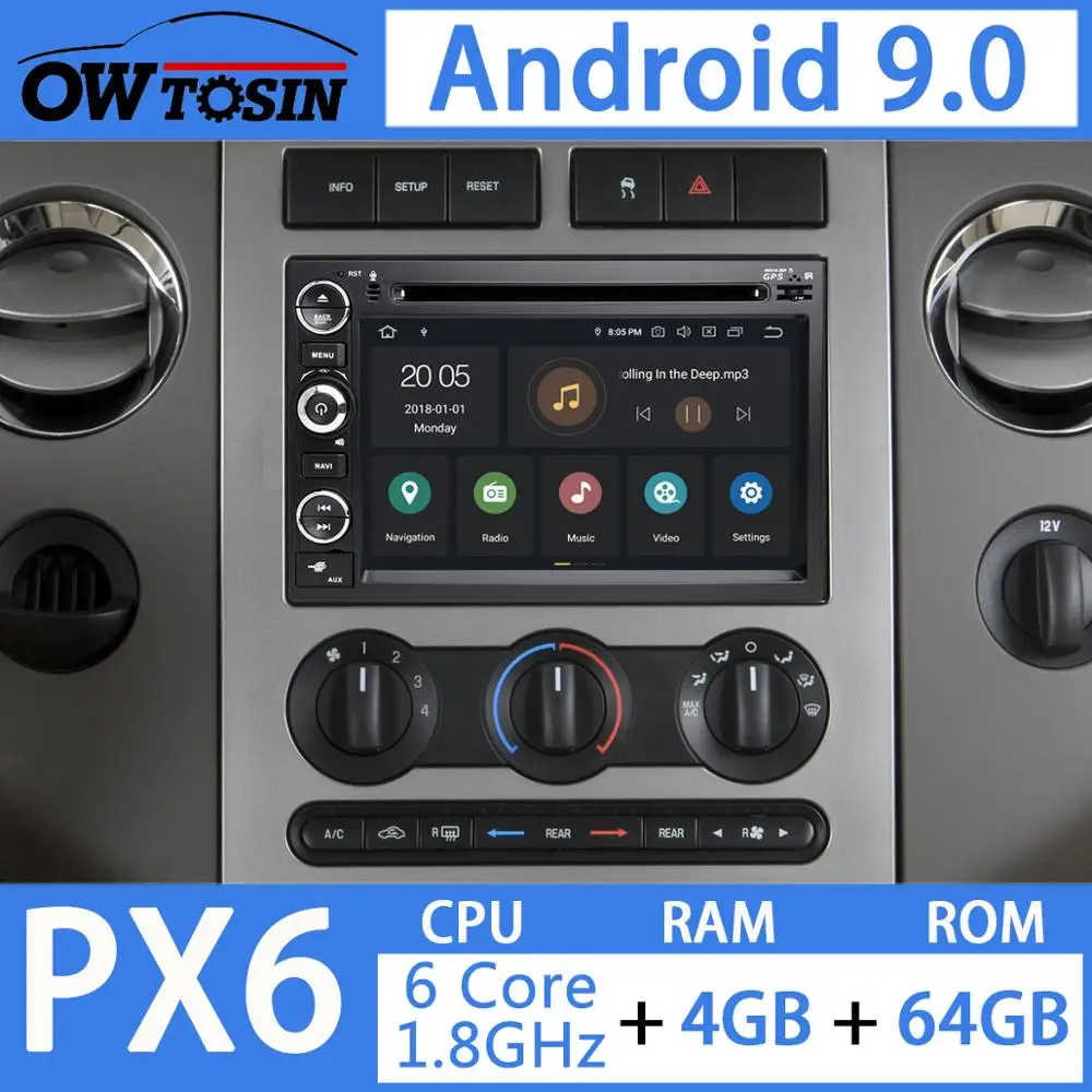 Автомобильный мультимедийный плеер на Android 9 0 с GPS 7 &quotэкраном PX6 4 Гб ОЗУ 64 ПЗУ для