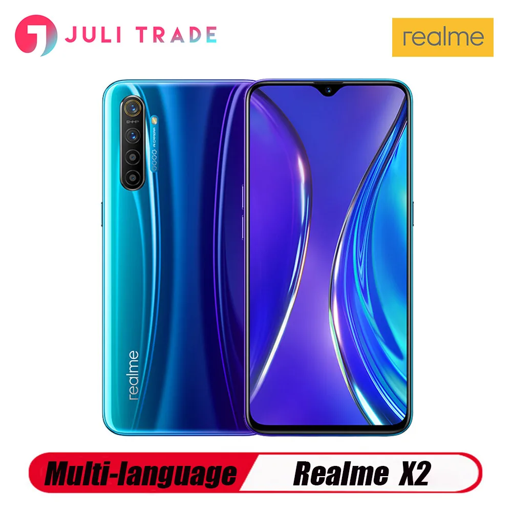 Оригинальный мобильный телефон Oppo Realme X2 Snapdragon 730G 6 4 дюйма супер AMOLED экран Android 9 0 8