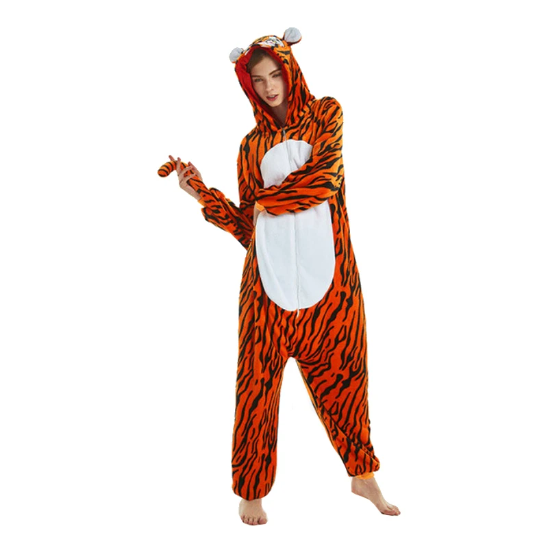 New Tigger Взрослые пижама в виде животных единорог пижамы наборы для ухода за Косплэй молния Для женщин Для мужчин Фланелевая Пижама унисекс, стежка в виде единорога из мультфильма, пижамы - Цвет: New Tigger