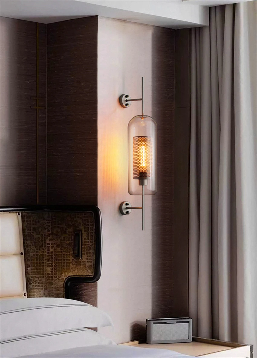 Светодиодный настенный светильник в скандинавском стиле из прозрачного стекла, настенные светильники, настенные светильники для спальни, спальни, ресторана, кабинета, подвесные светильники, железные светильники в стиле лофт