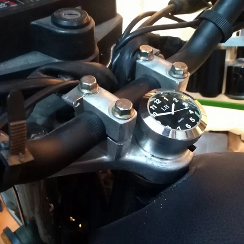 Хромированный Универсальный кронштейн для мотоцикла часы черные часы для мотоцикла