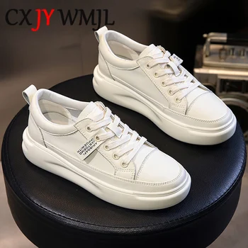 Big Size Women Sneakers Autumn Leather Light White Sneaker Female Platform Vulcanized Shoes Spring Casual Breathable Sports Shoe 1