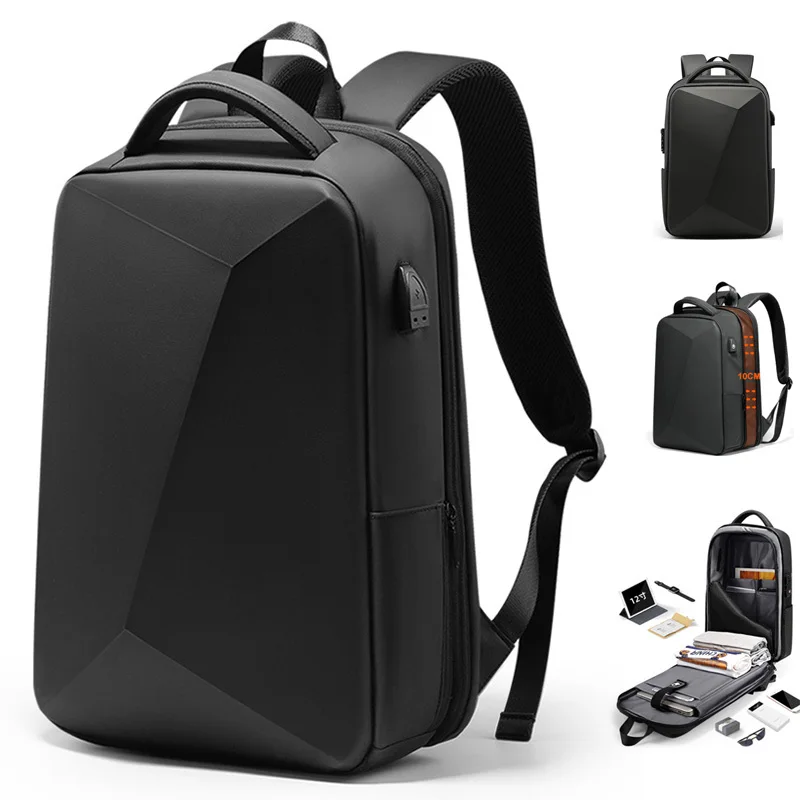 Waterproof Hard Shell Business Backpack W Charging Hi-Tech Wearables TechWear color: KJ 145|KJ 353|KJ 8112|KJ 9001|Regular Black|Upgrade Black|Upgrade Gray