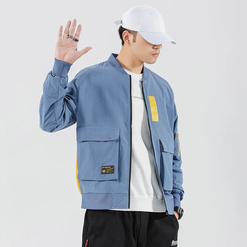 

Spring And Autumn Contrast Color Joint MEN'S Coat Japanese-style Handsome Casual Baseball Uniform Tooling Jacket Men's Clothes S