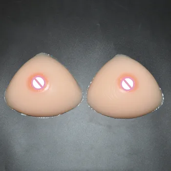 

600g/pair Semi-full Triangle Breast Forms B cup False Silicone Boobs Mastectomy Crossdresser Artificial Breast With Adhesive