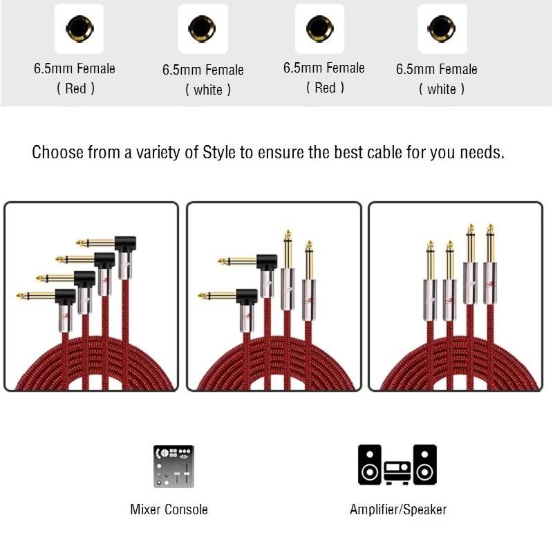 Dubbele 1/4 Inch Ts Mono 6.35Mm Tot 2x 1/4 ''Mannelijke Audiokabel Voor Versterker Mixer Elektrische Gitaar Synthesizer Keyboard Afgeschermd Snoer