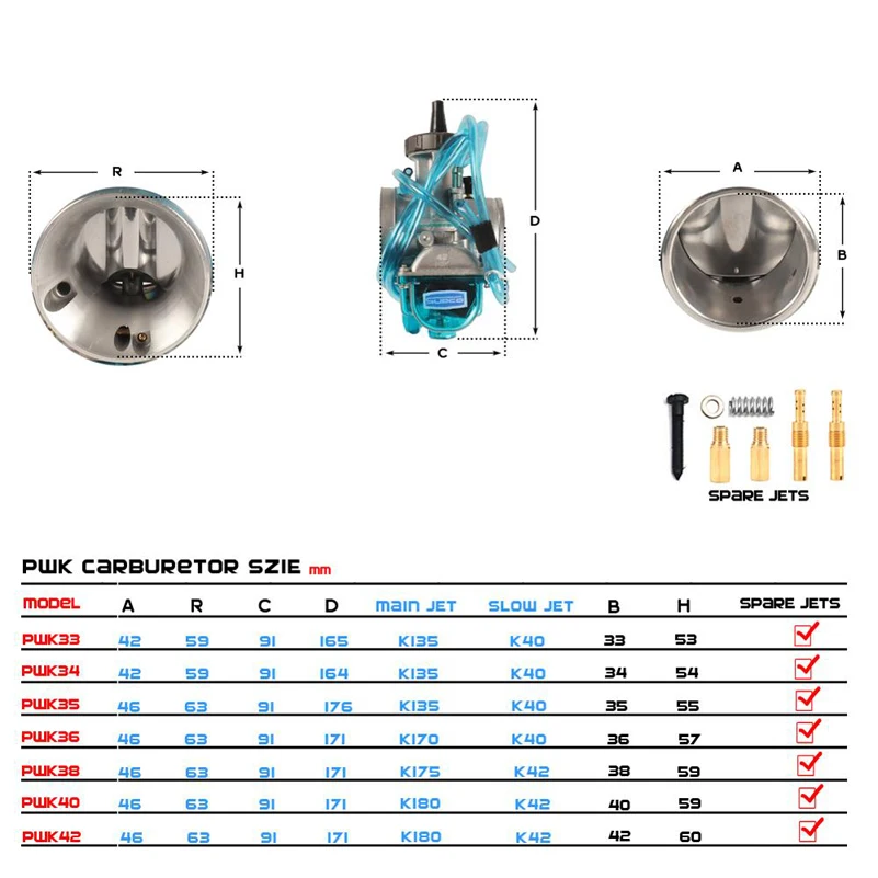 Motorcycle PKW 33 34 35 36 38 40 42mm Carburetor For 2T 4T Engine Motorcycle Moto Motor Bike Scooter UTV ATV Universal